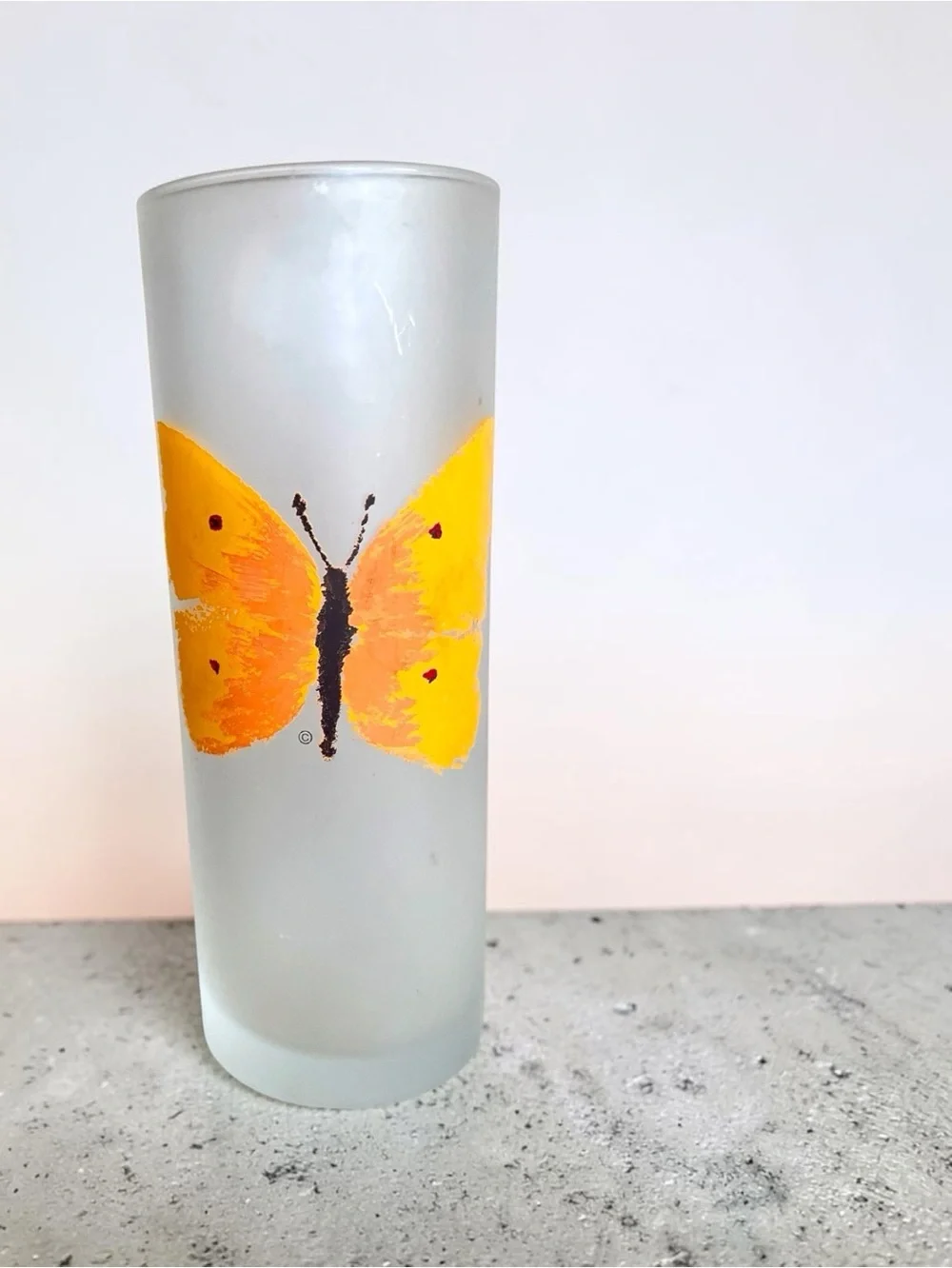 Dartington designs highball/Tom Collins glass, only the yellow butterfly one